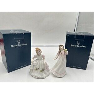 2 Royal Doulton Figure Month Child September 1990 HN3326 &3454 Flower For Mother